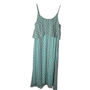 Sleeveless Maxi Dress‎ Tiered Ruffle Casual Summer Beach Crinkle L Resort